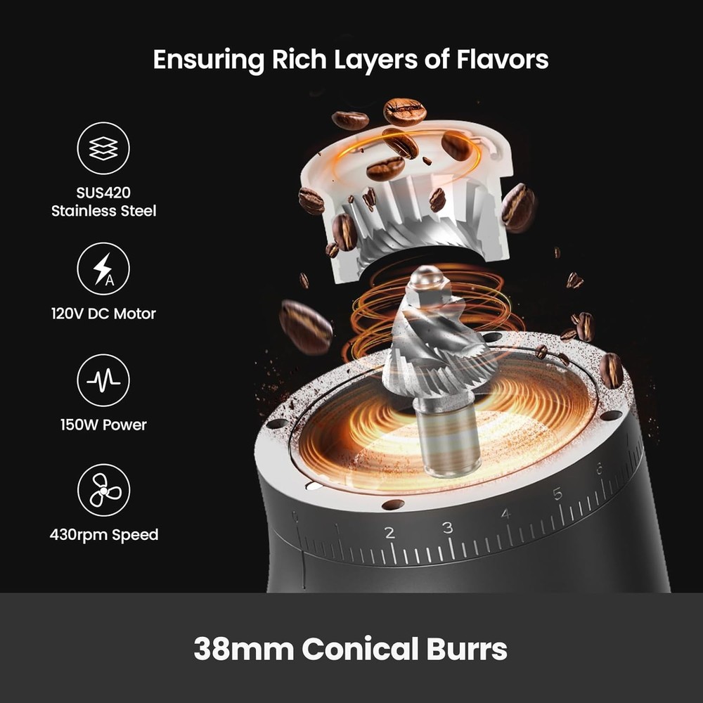 Electric Burr Coffee Grinder 60 Timer 60 Settings