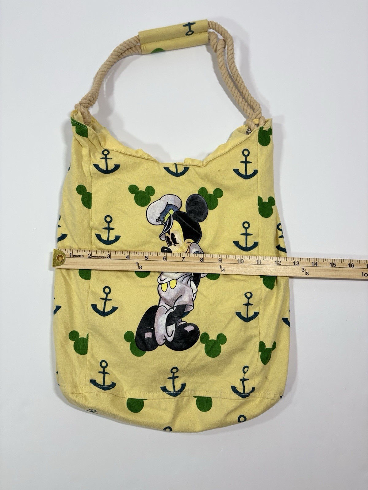 Mickey Mouse Tote Bag Disney World Disneyland Resort Yellow Anchors Rope Handle