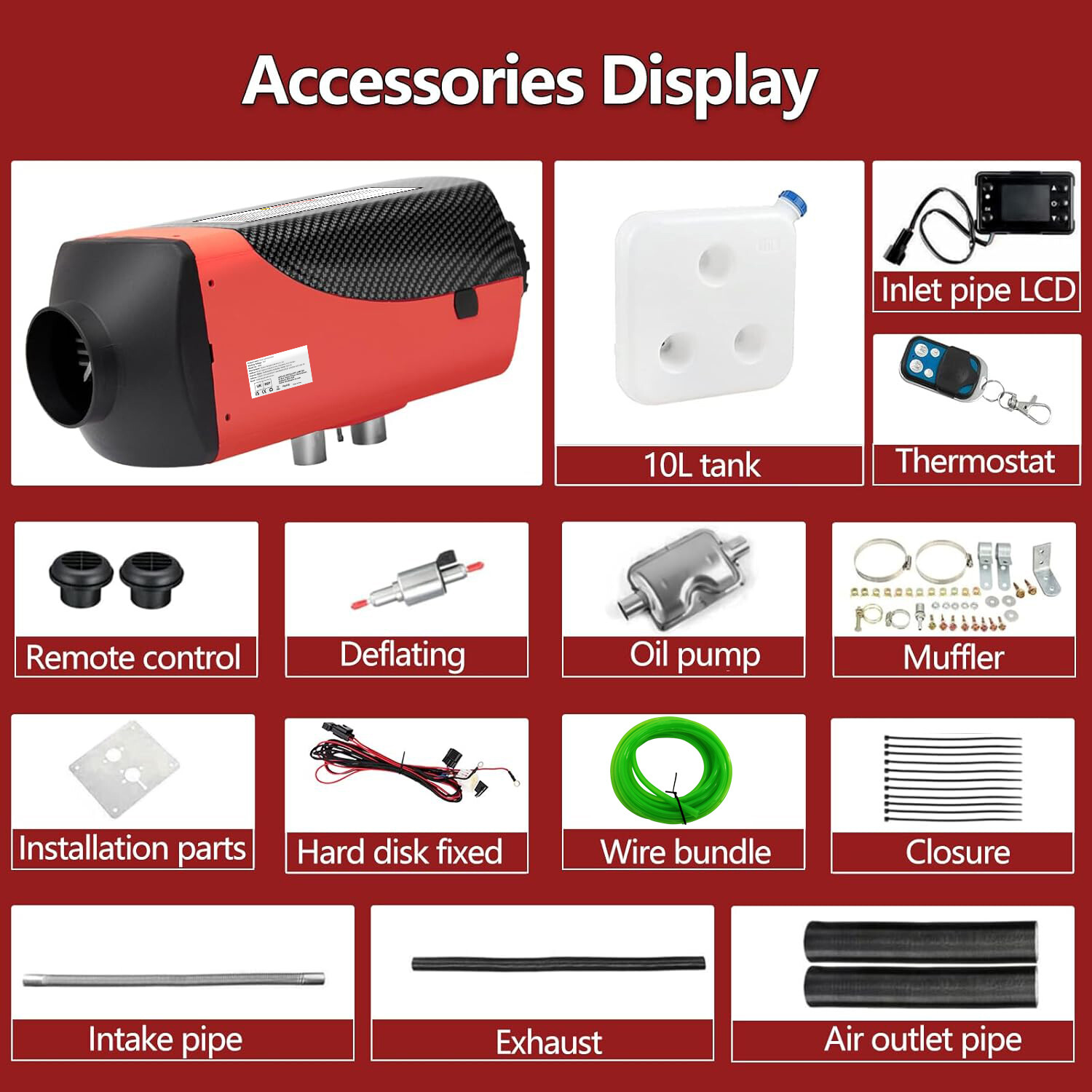 12V 8KW Air Diesel Night Heater Remote LCD For Car Motor Boat Truck