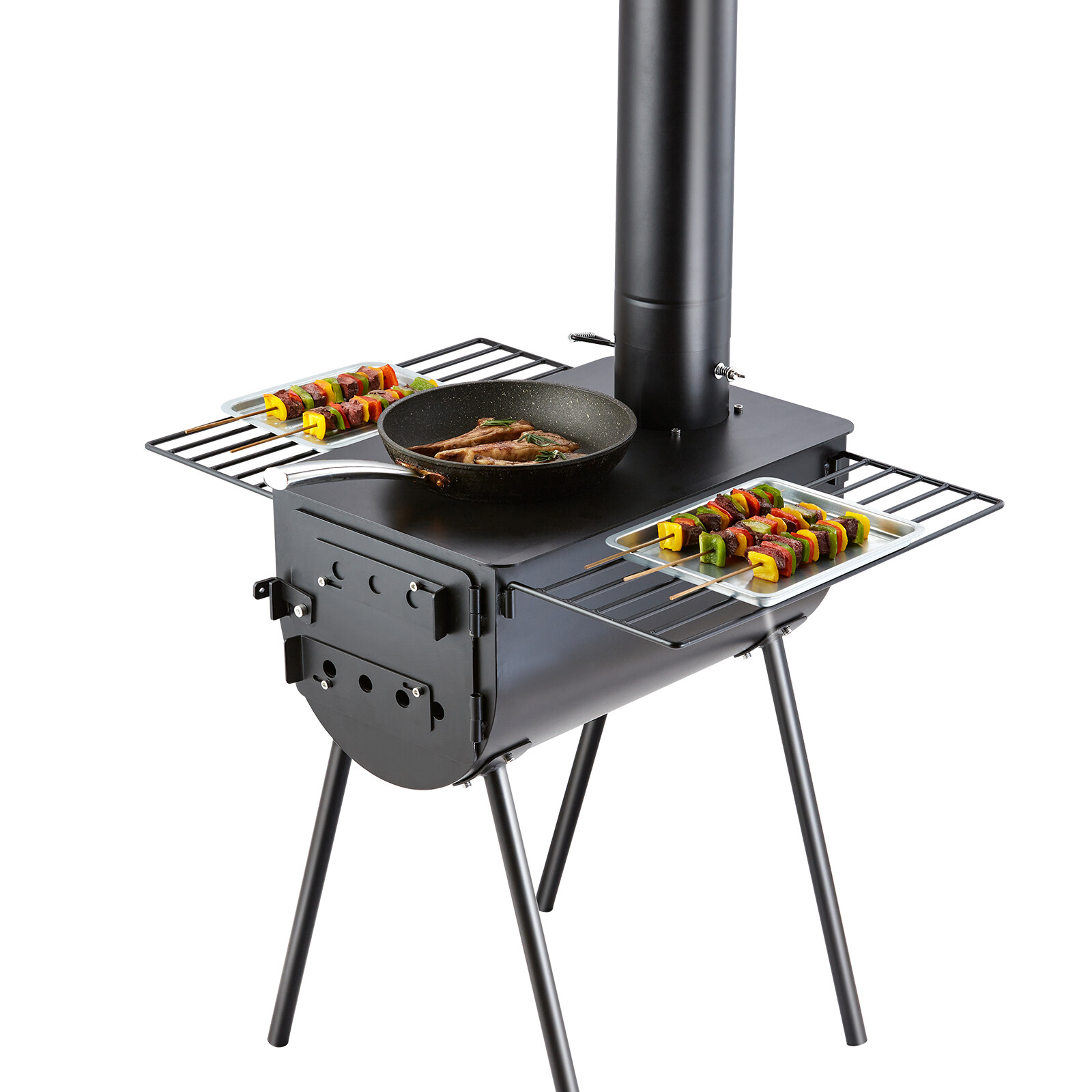 VEVOR Portable Wood Stove Camping Hot Tent BBQ Stove 118 in for Outdoor w/ Pipes