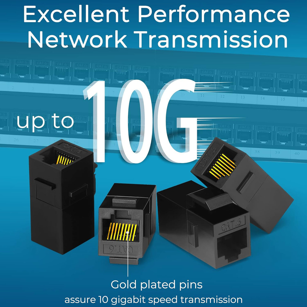 48 Port Cat6 Patch Panel with Inline Keystone 10G Support, Pass-Thru Coupler