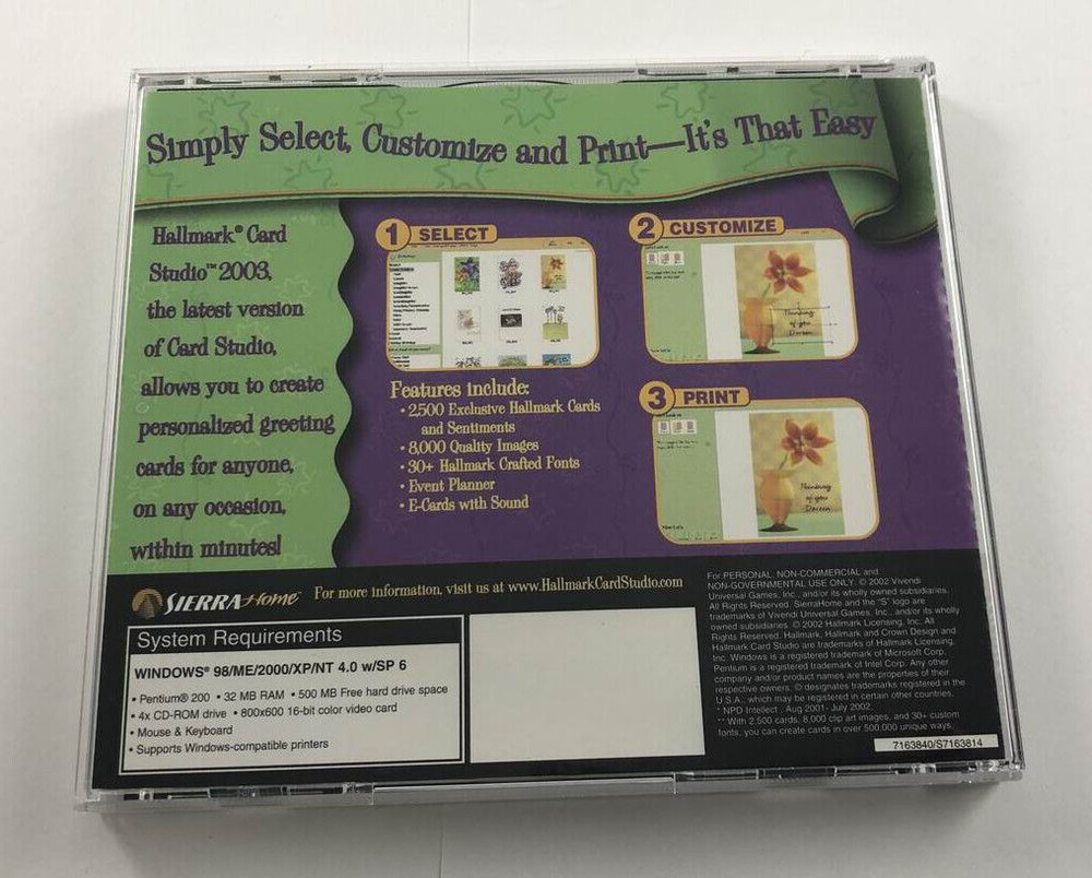 HALLMARK Card Studio 2003 : CD-ROM PC WIN 98/ME/2000/XP