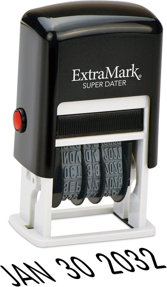 Super Dater Ink Stamp - Self-Inking Rubber Date Stamper - for Documents, Library