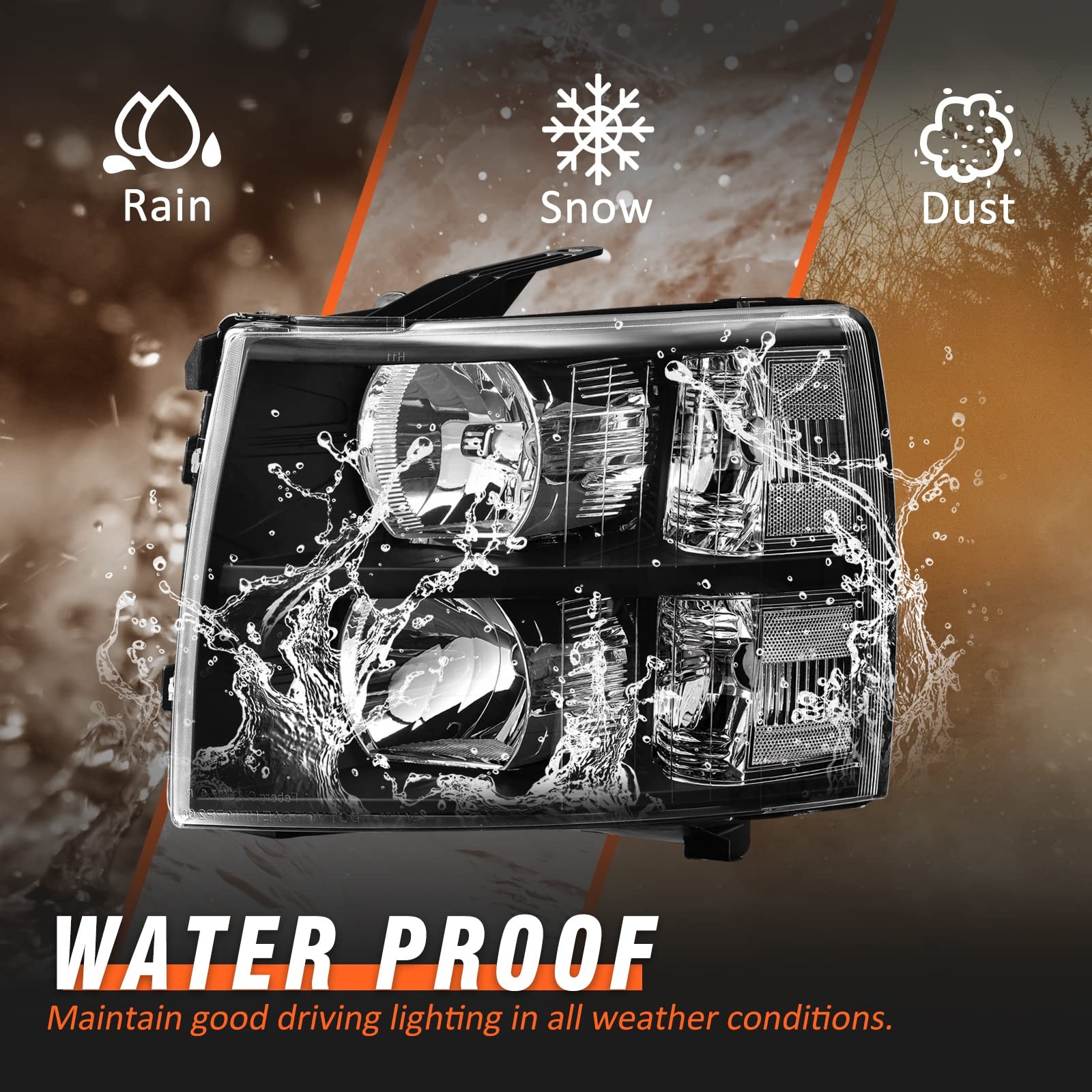 Headlights Assembly fit Chevy 07-14 Silverado /07-13 Silverado 1500