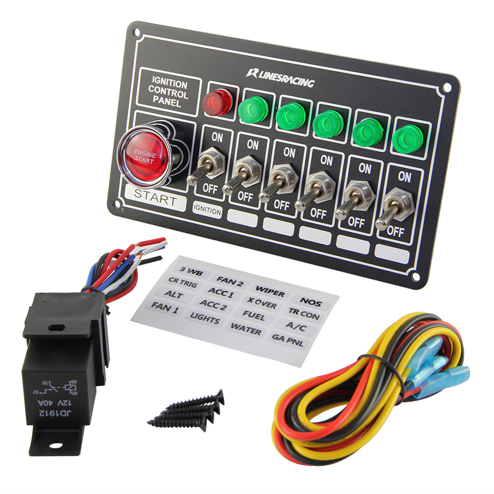 Racing Car Ignition 6 Ways Switch Panel with Led Light Engine Toggle Starter