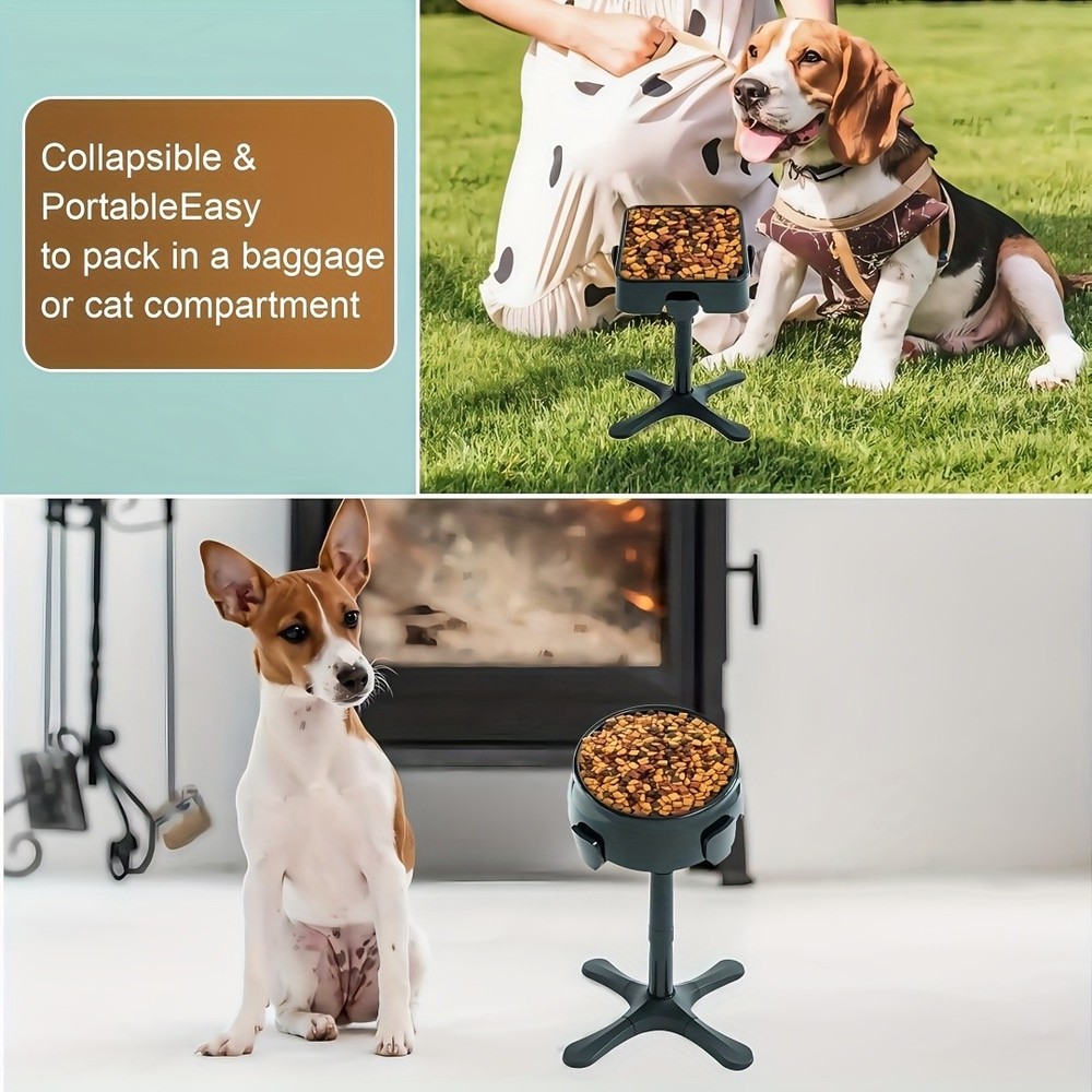 Adjustable Elevated Dog Bowl Stand - 3-Height Tilting Design With Non-Slip Base