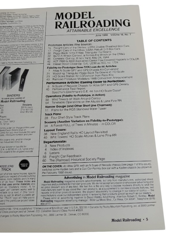 Model Railroading Magazine (June, 1988)