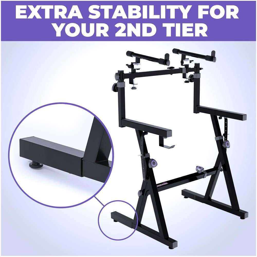 Piano Stand Extender for Extra Security and Durability for 2-Tier Keyboard St...