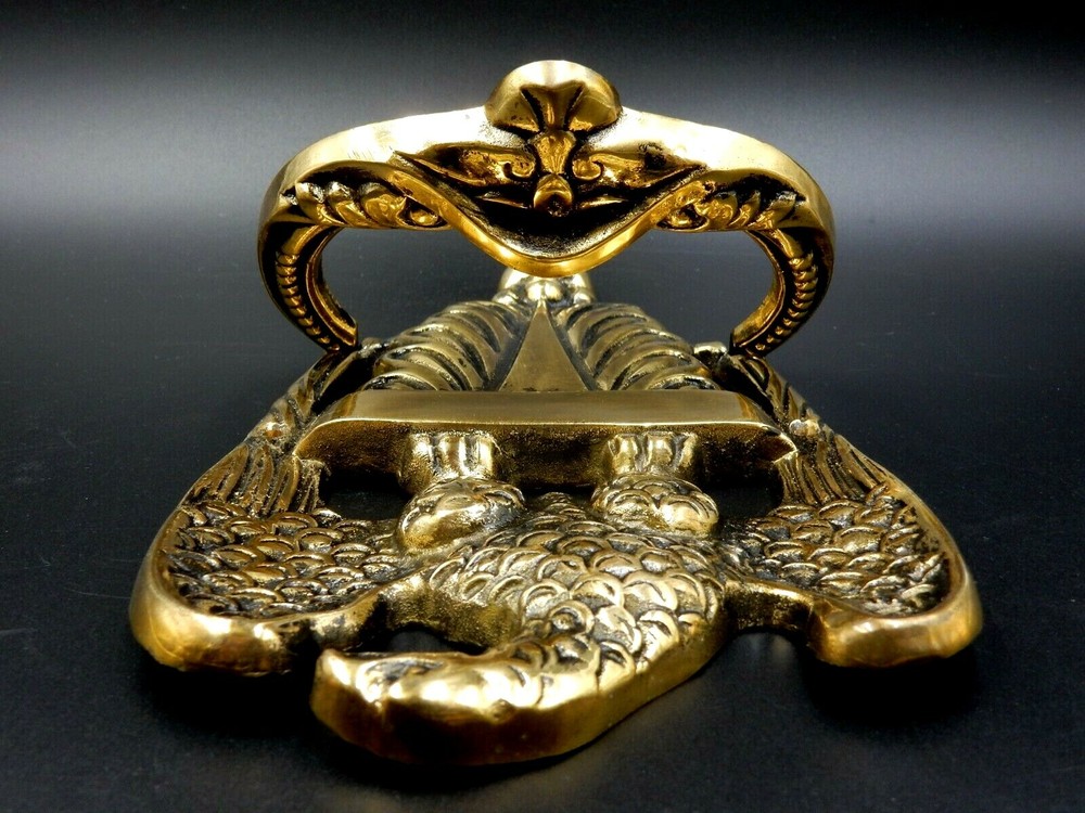 VINTAGE SOLID BRASS PATRIOTIC AMERICAN BALD EAGLE DOOR KNOCKER