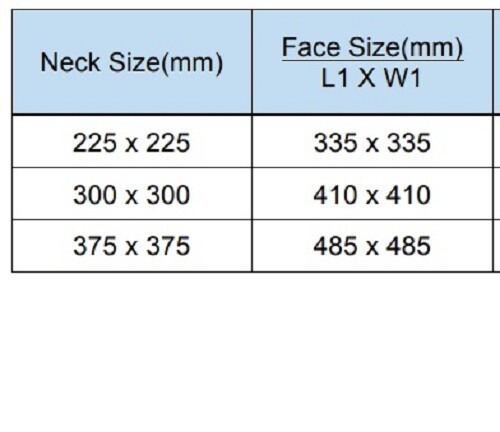 DUCT SQUARE CELILING Beveled Edge Diffuser (225mm~ 375mm) + Neck Adaptor
