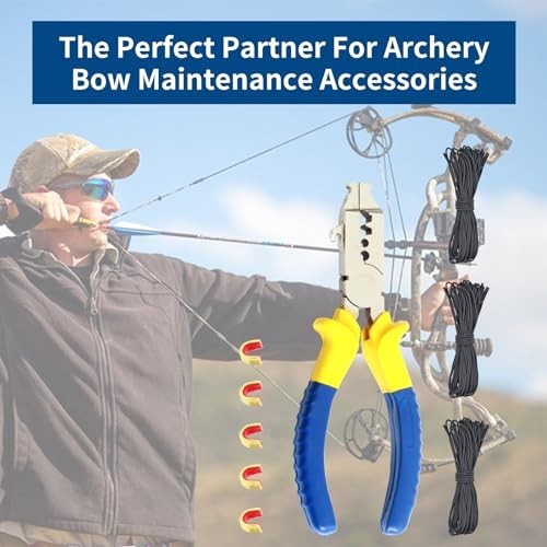Bow String Nock Point Pliers Kit - D Loop Tool with 3 D Loop Strings & 5 Nocks