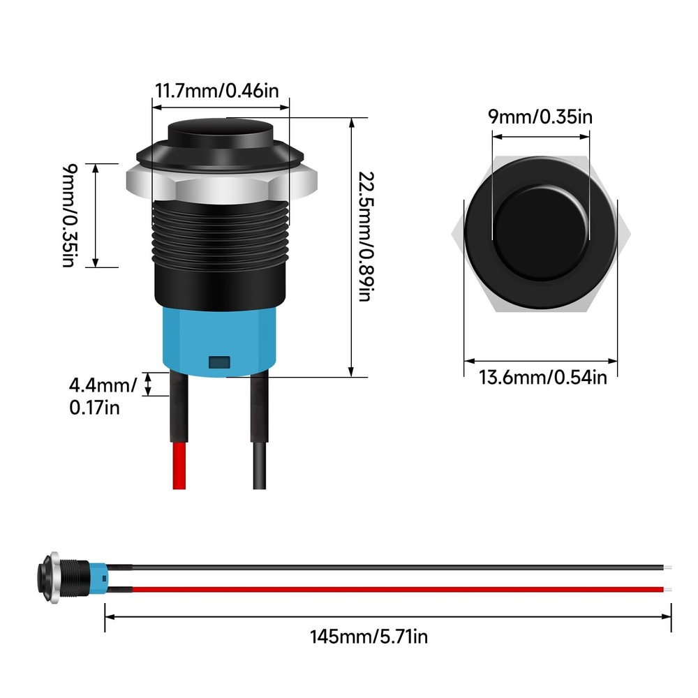 Tmyjfjingxi 4PCS 12V ON/Off Latching Push Button push button switch