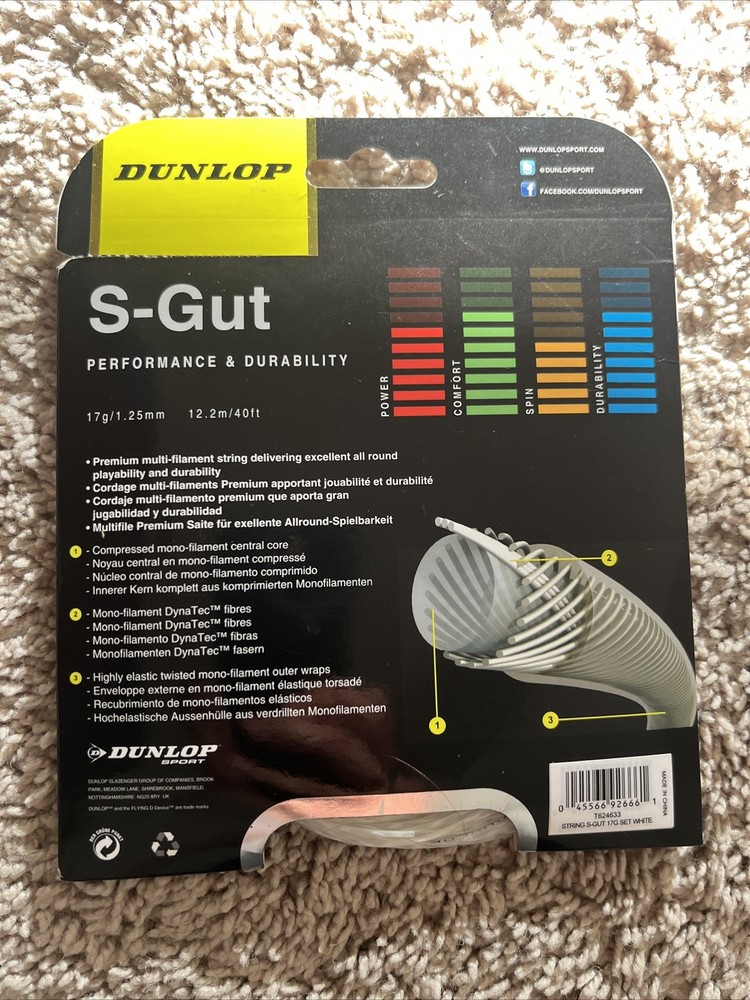 Dunlop S-Gut 17g/1.25mm string White