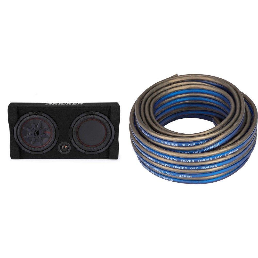 Kicker 48TRTP102 Comp RT 10" Subwoofer Enclosure Package w/ Speaker Wire Bundle