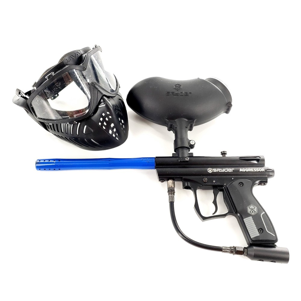 Spider Aggressor Paintball Marker w/ Barrel, Hopper, Mask Untested