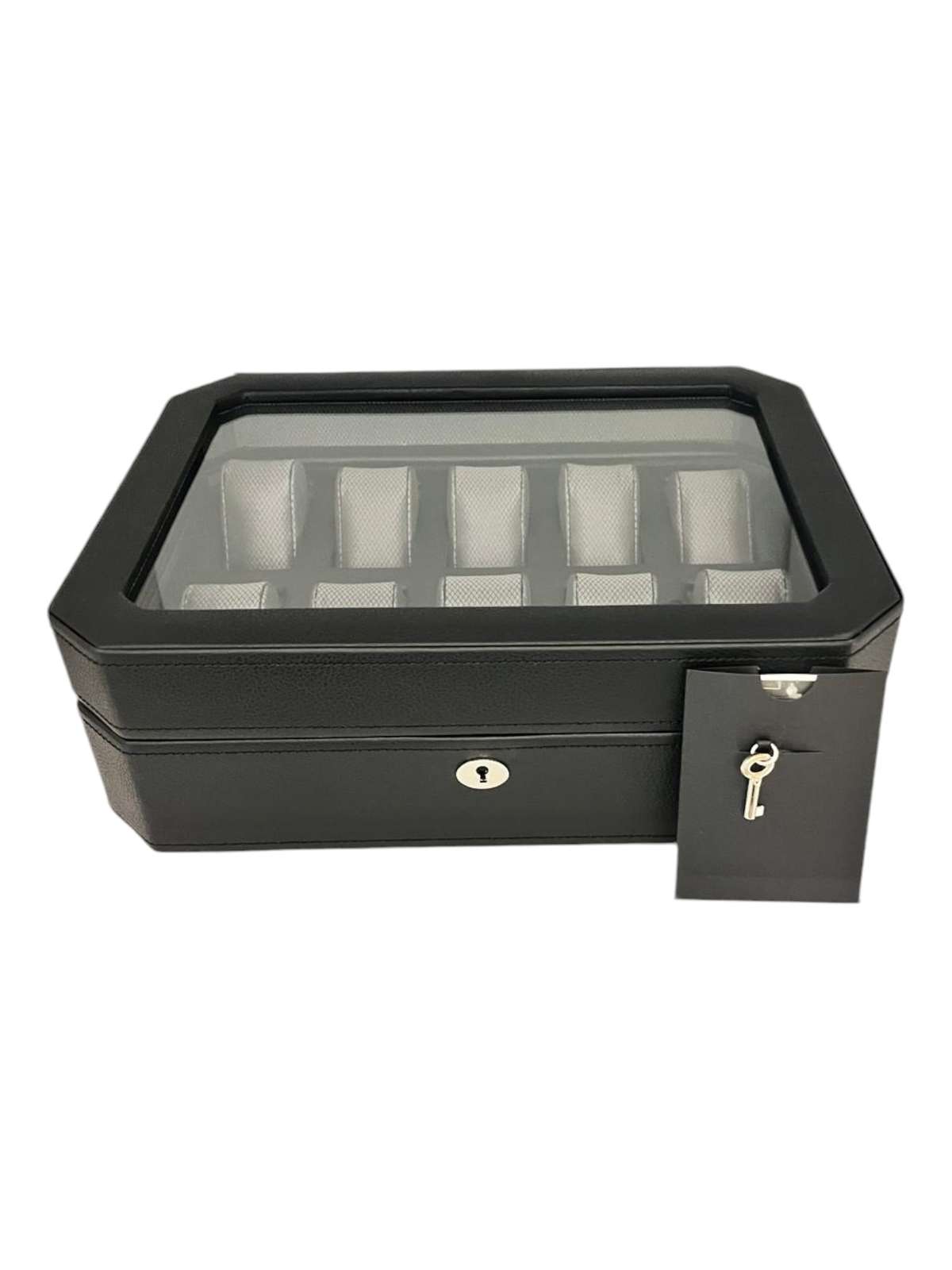 Wolf 4584029 Windsor 10 Piece Watch Box in Black & Grey MSRP $315
