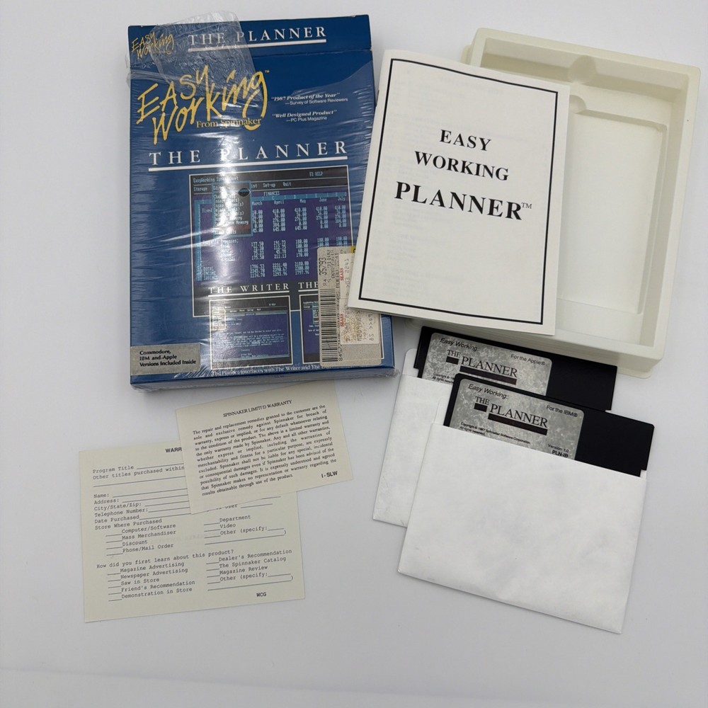 Easy Working The Planner Spinnaker IBM PC & Apple Complete Tested Working