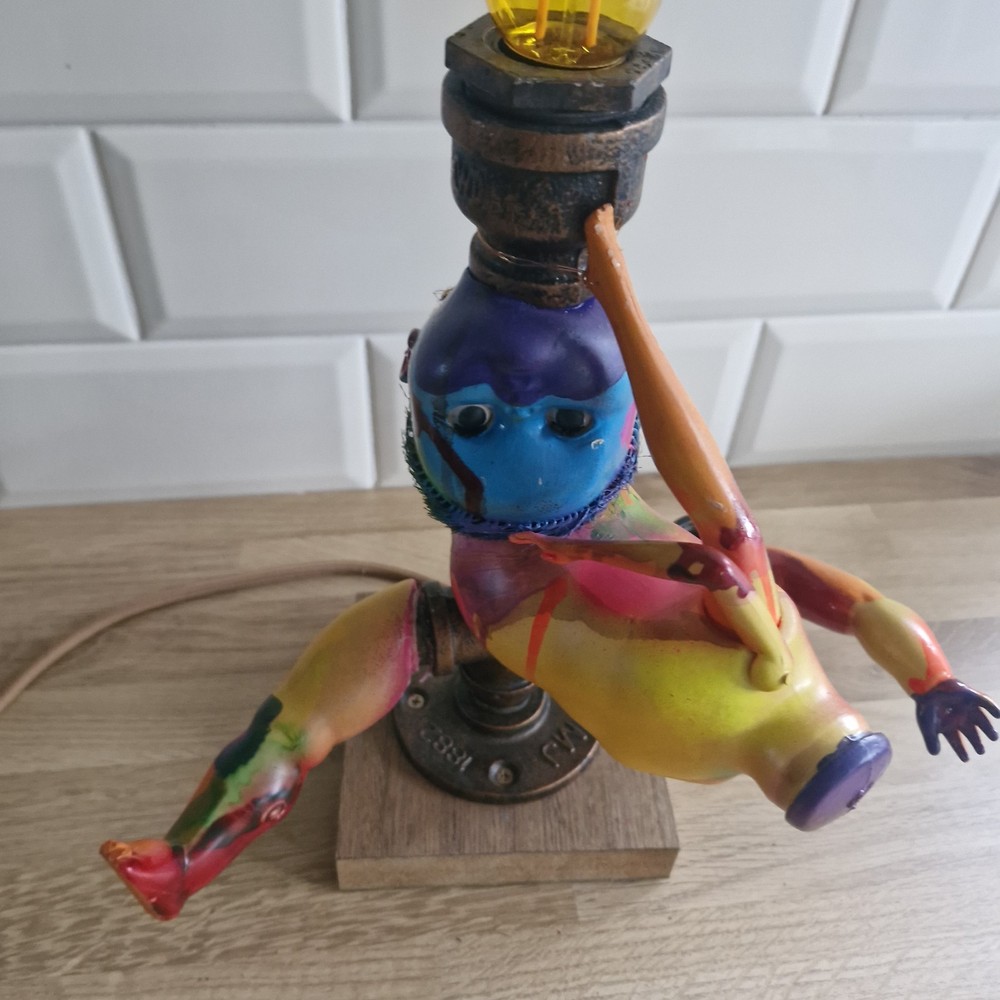 Steampunk Creepy Painted Doll Table Lamp