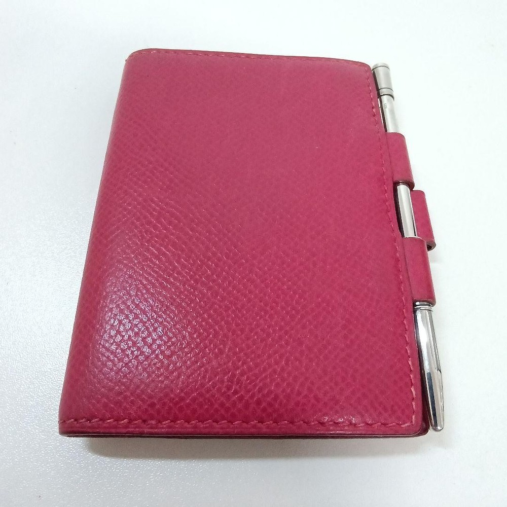 Used HERMES red leather notebook cover