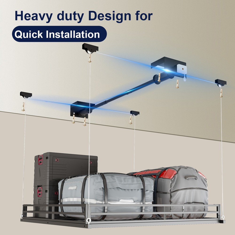 Ginkman Heavy-Duty 4x4 FT Overhead Garage Ceiling Storage Rack (Basic Style)