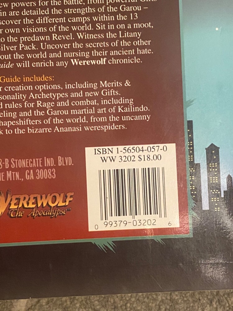 Werewolf: The Apocolypse Set-Rulebook + Guidebook + 2 sourcebooks + Tribe Book
