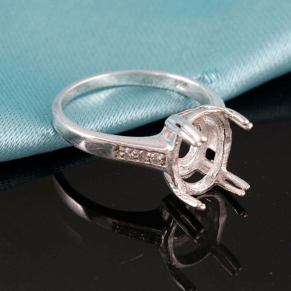 925 Silver 9x11 mm Oval Semi Mount Ring Setting CZ Setting Engagement Setting