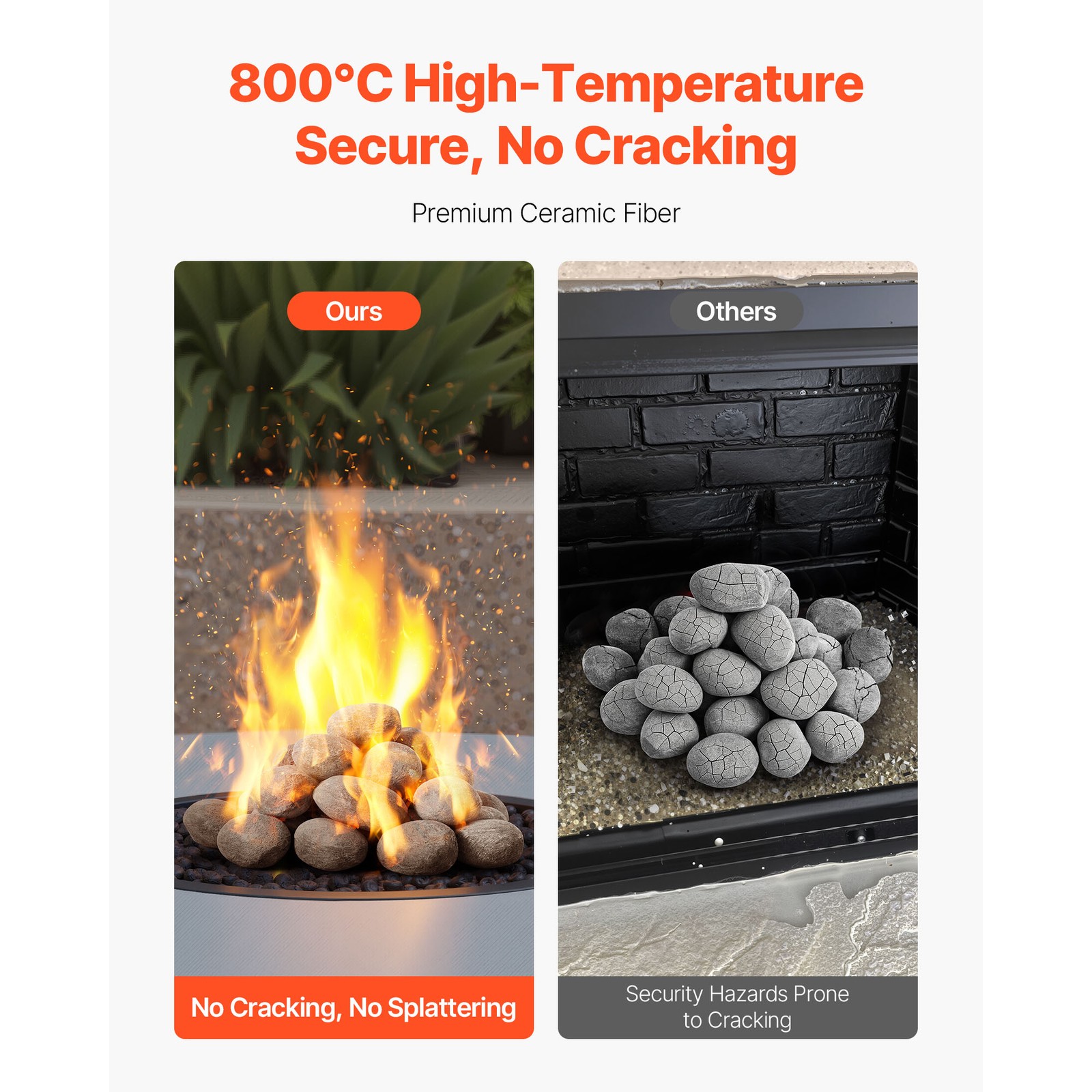 2-3 Inch 30 Pcs Ceramic Fire Pebble Stones Lava Rocks Reusable