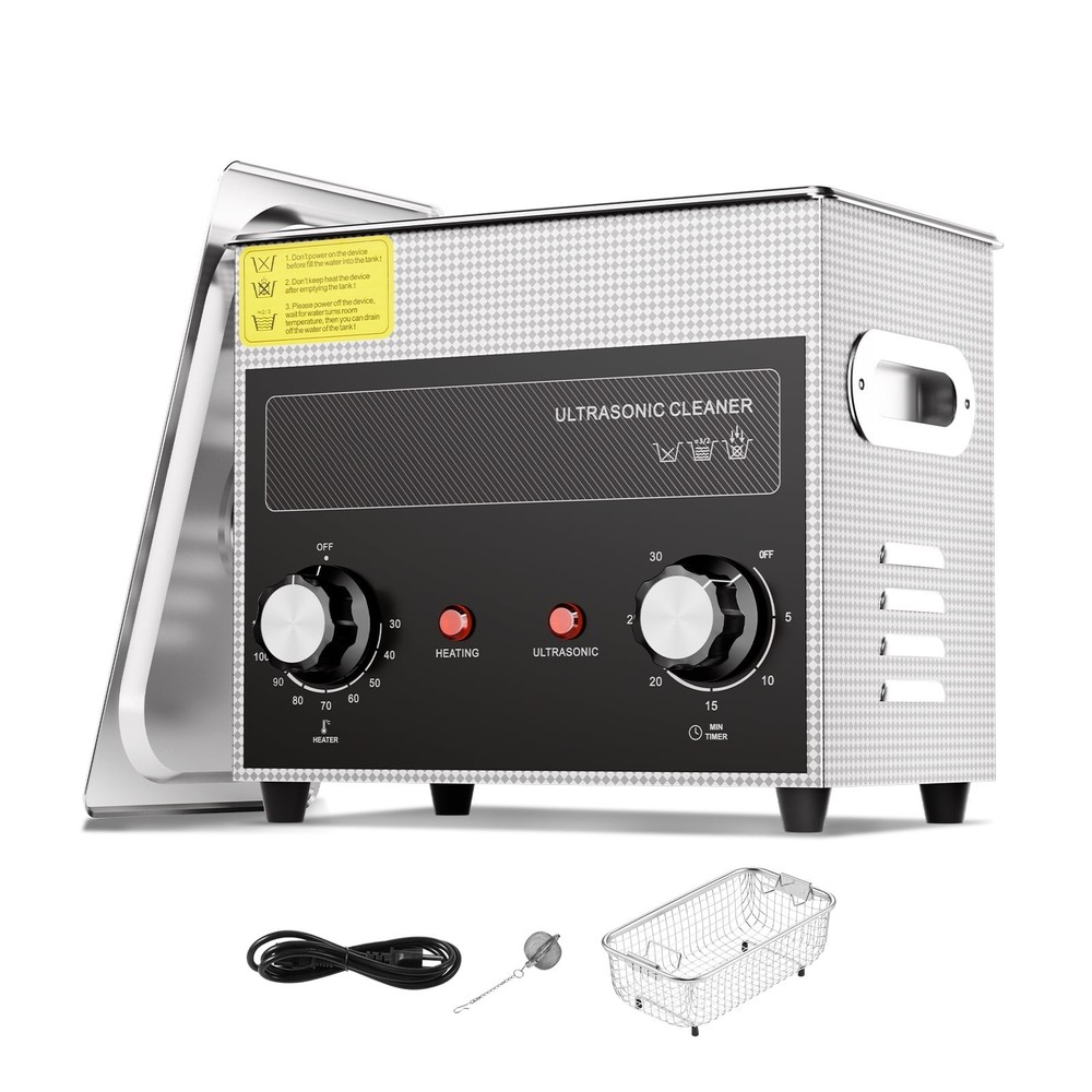 3L Digital Ultrasonic Cleaning Device with Heating Function and Timer w/Basket