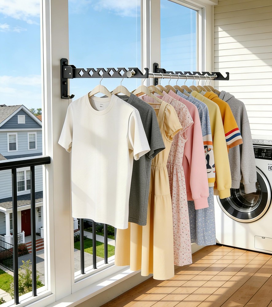 Wall Mounted Clothes Drying Rack Foldable,Laundry Drying Rack,Coat Hanger Sta...