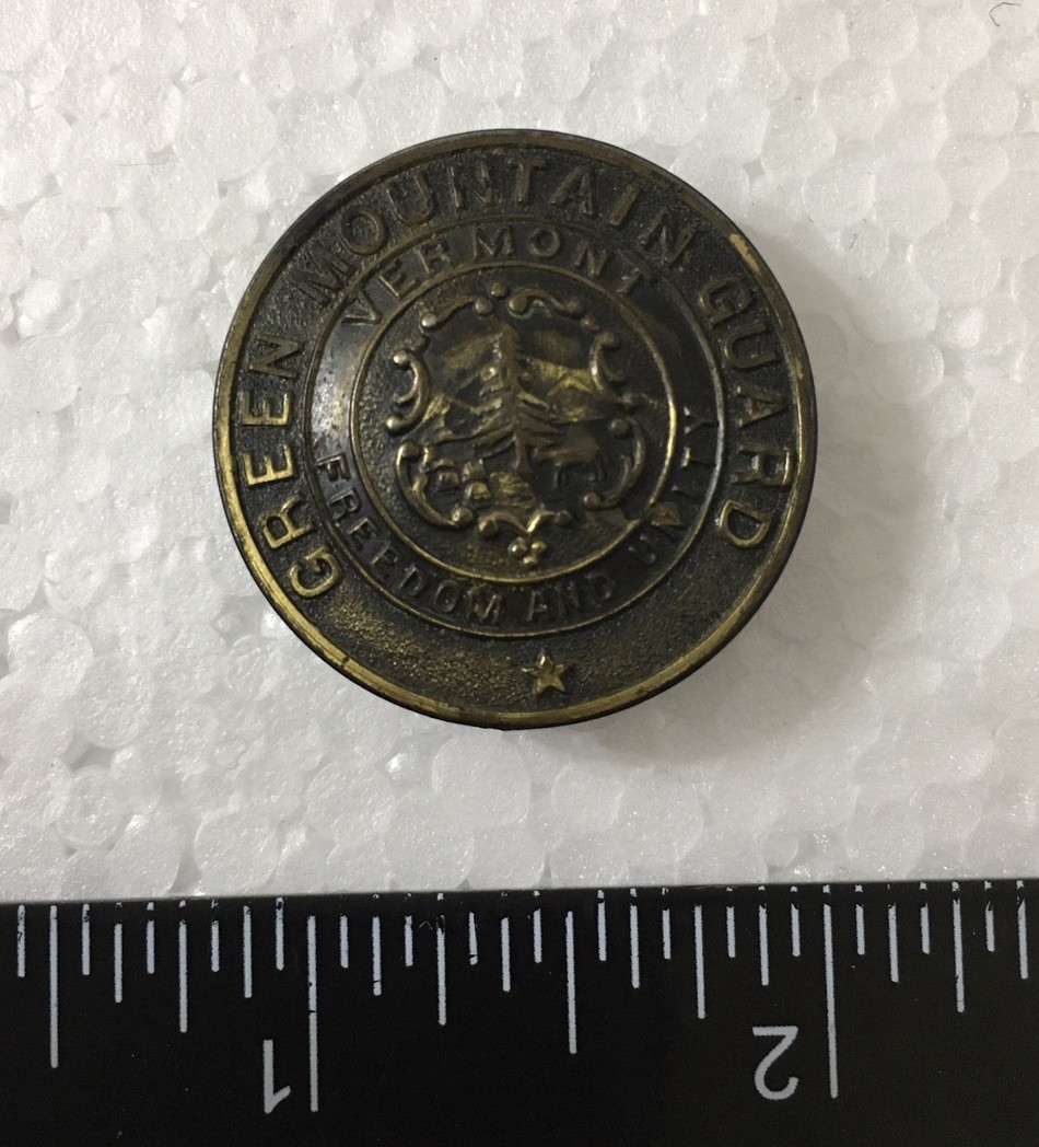 WW1 US Army Green Mountain Guard Vermont State Guard Collar Disc VT
