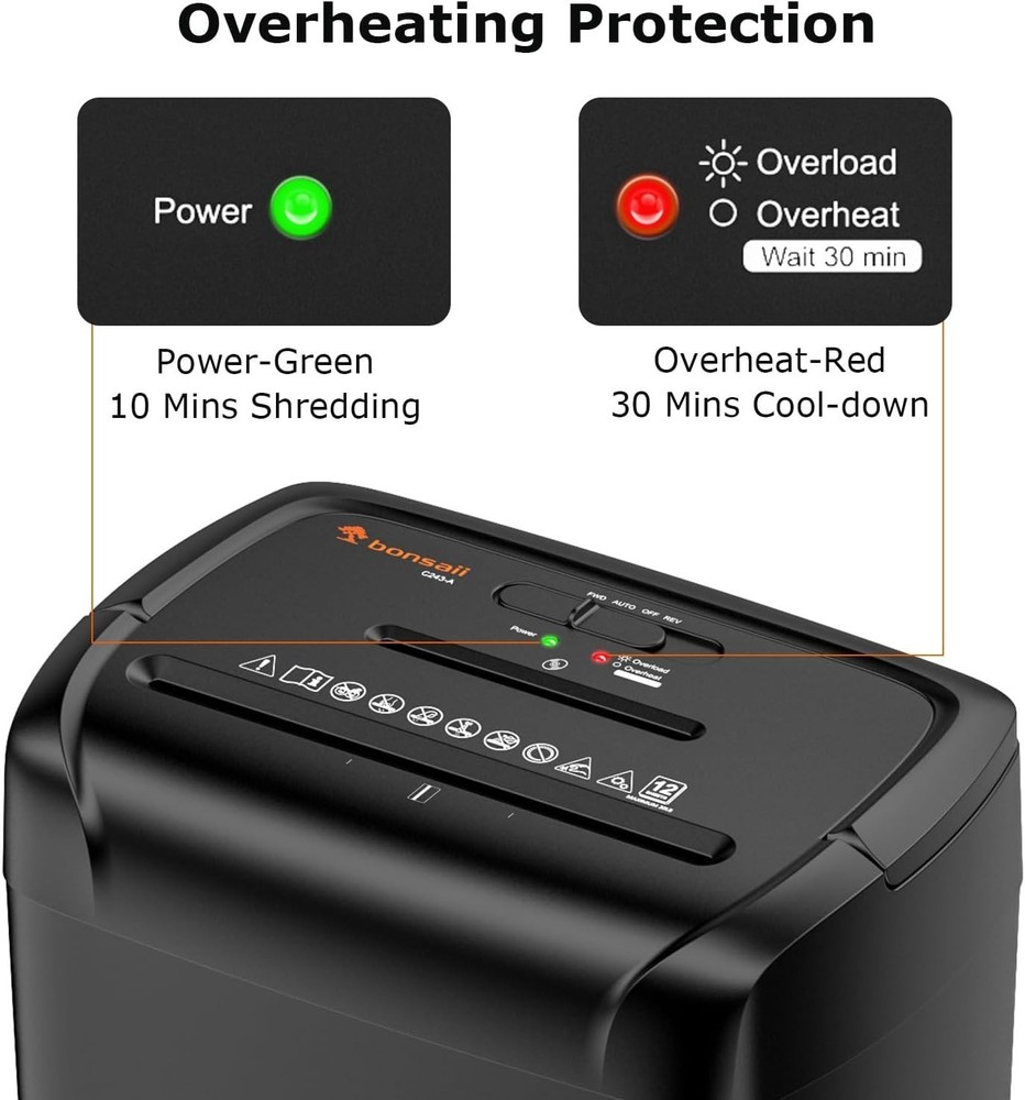 Portable 12-Sheet Office Shredder, High Security