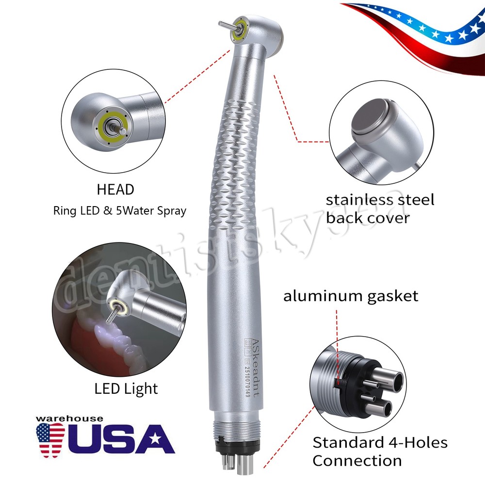 Dental Ring LED Optic High Speed Handpiece E-Generator Shadowless 4 Hole