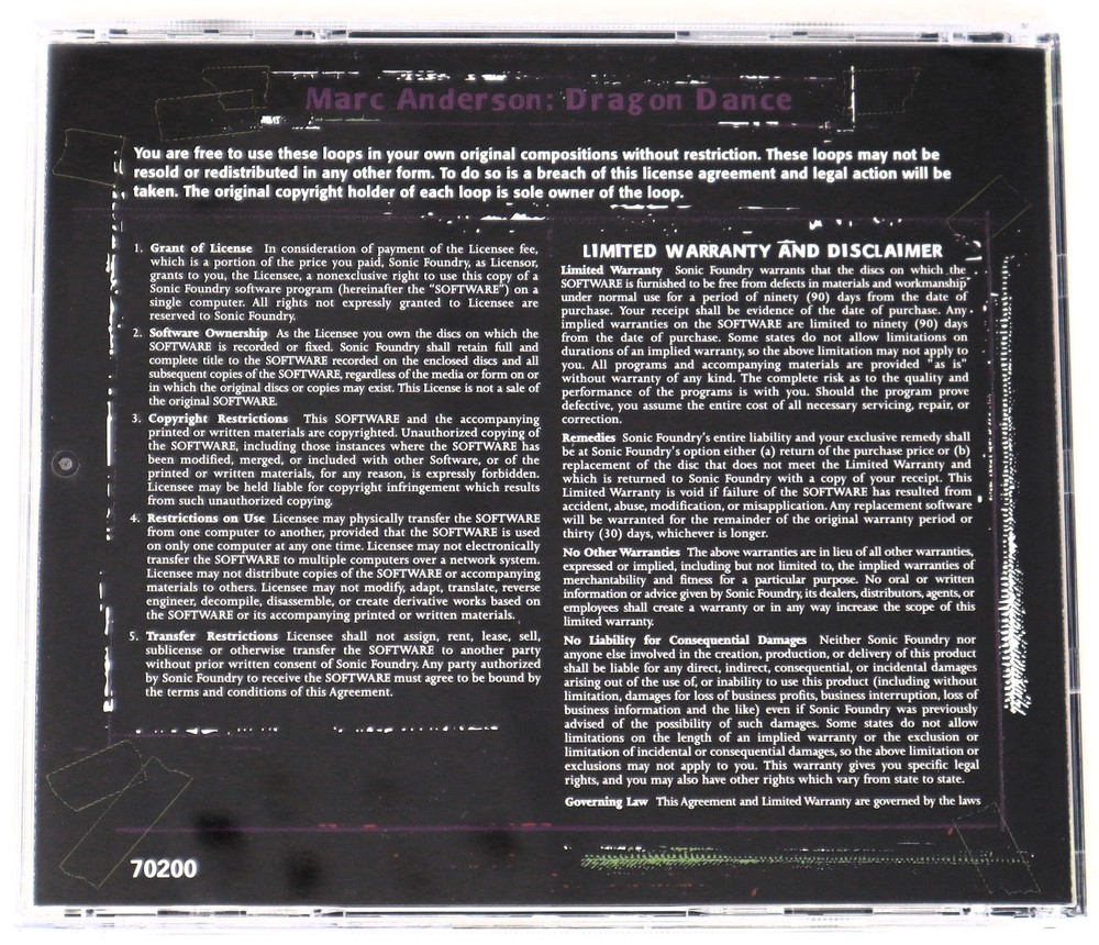 Sonic Foundry Dragon Dance Loops For Acid Sample/Sound Library/Sampling CD