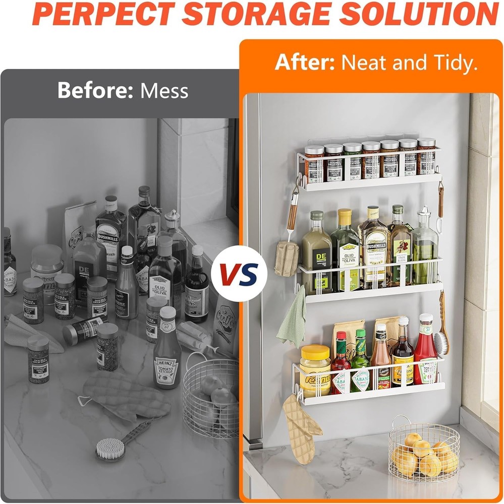 Spice Rack Wall Mounted 3 Pack, Space-Saving Spice Organizer for Spice Jars a...