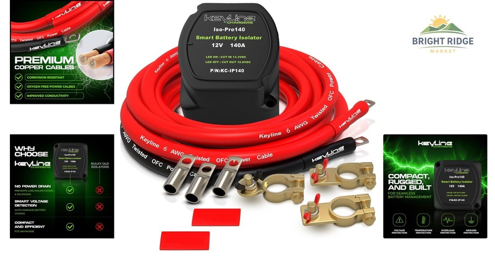 Dual Battery Isolator Kit 12V with Voltage Sensitive Relay for Efficient Power