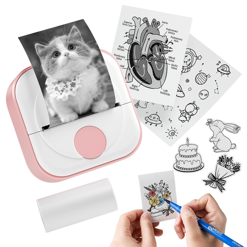 Itari Mini Printer - Q02 Sticker Printer Machine with 1 Rolls Paper,Bluetooth...