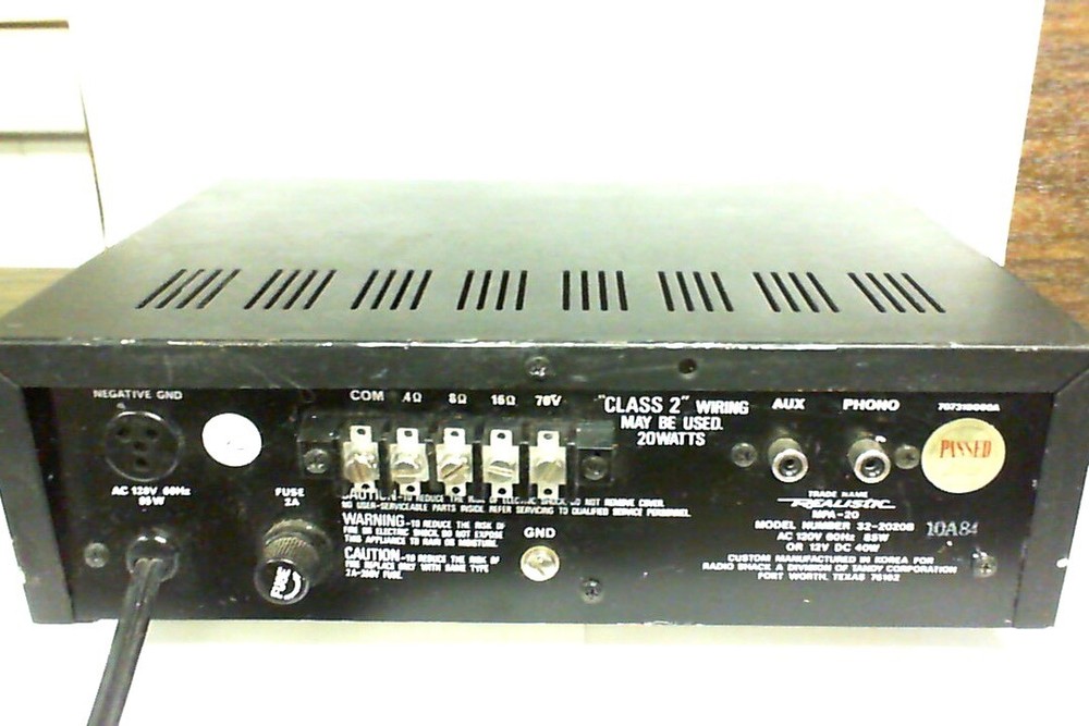 VINTAGE REALISTIC MPA-20 120V/12V SOLID STATE P.A. AMPLIFIER