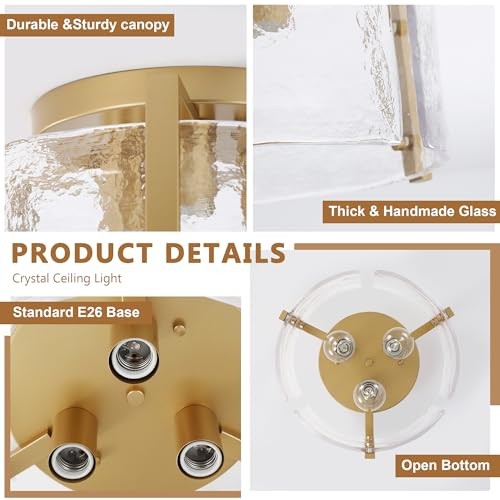 Semi Flush Mount Flush Mount Ceiling Light,15''Modern Hallway Light Gold