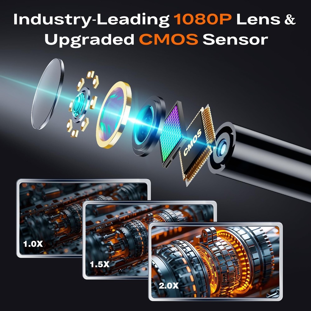 Endoscope Camera with Light, Handheld Borescope with 4.3" IPS Screen, 1080P HD