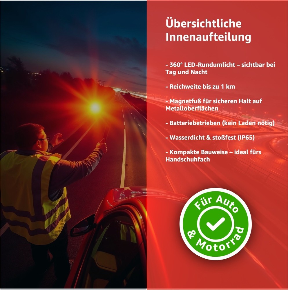 5x V16 EU Emergency Light - Warning Triangle Alternative & Safety Light