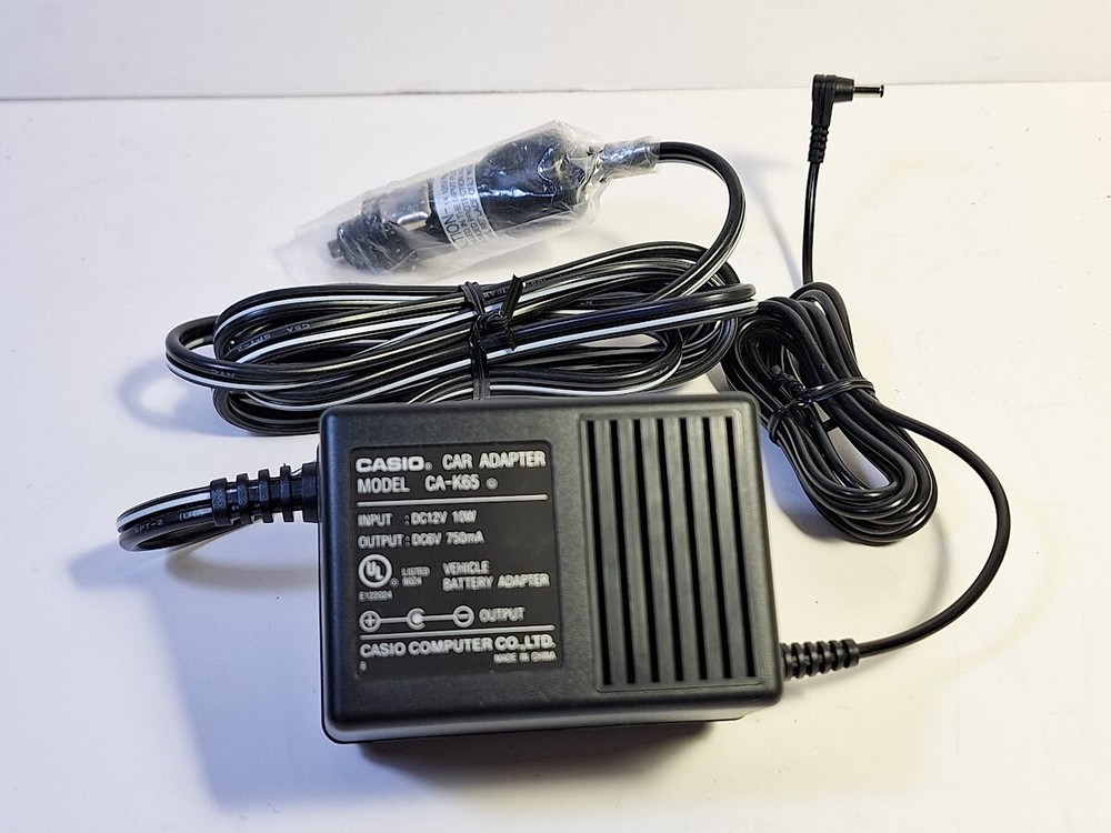 Casio Car Adaptor Plug Model CA-K65 Input DC 12V 13W Output DC 6V 1A
