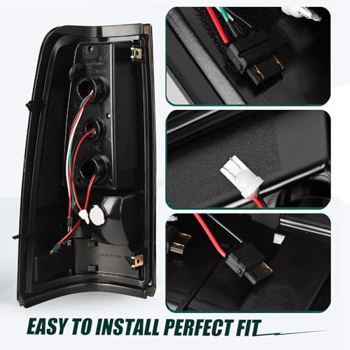 Tail Light Pair Assembly Compatible with 2003 2004 2005 2006 Chevy Smoke Black