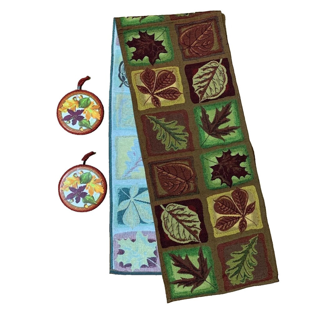 Thanksgiving Table Runner Wall Decor Plaques Brown Fall Leaves Dinner Holiday 66