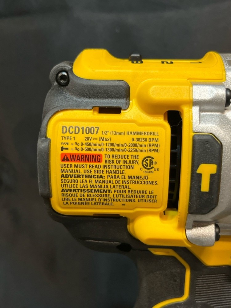DEWALT HAMMER DRILL MODEL DCD1007 (H83005283)
