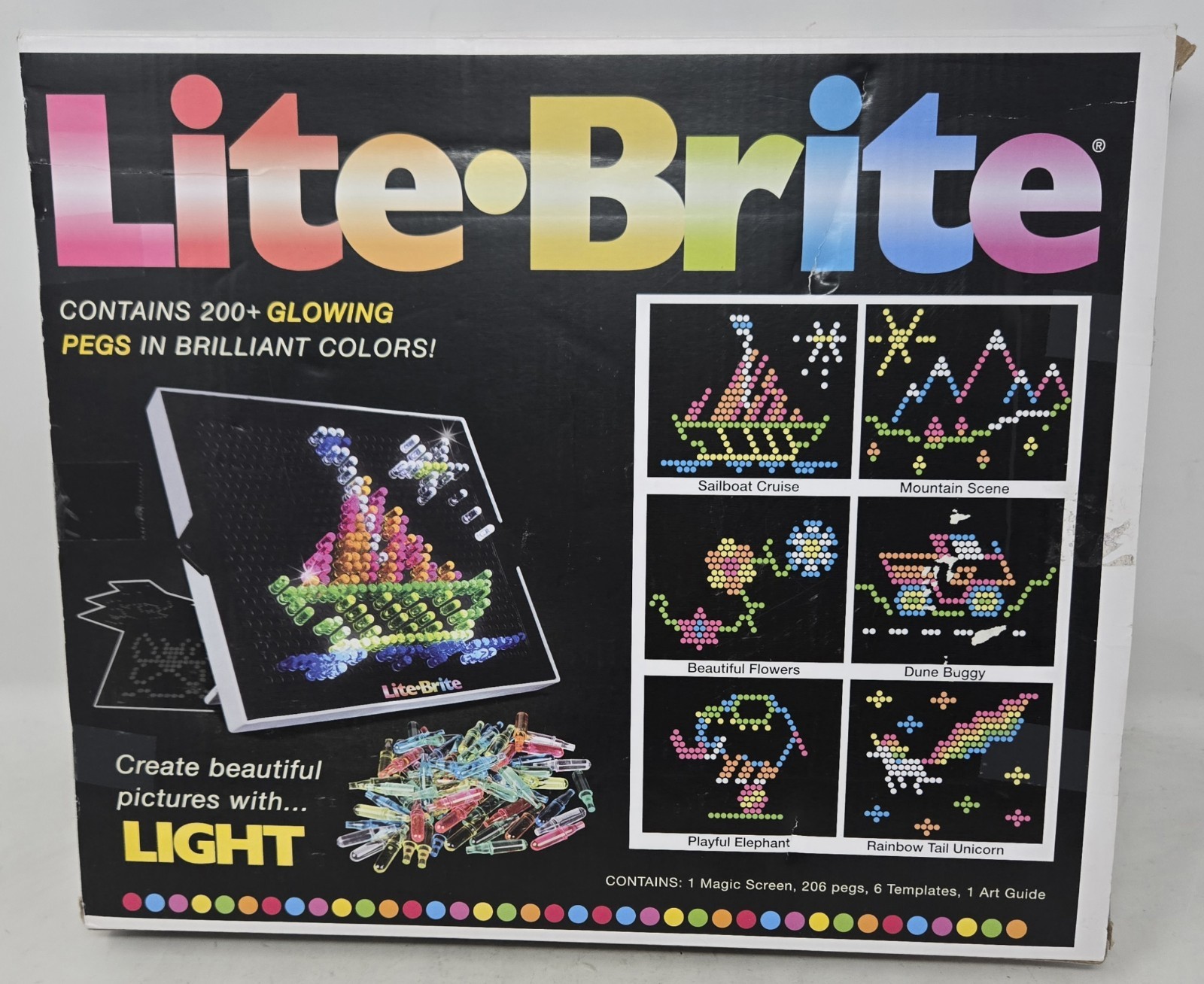 Lite Brite Magic Screen Kids Toy Fun Light Bright Game Set Pegs Works Great