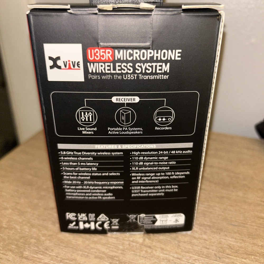 X-VIVE U35 Microphone Wireless System, 5.8 GHz Receiver
