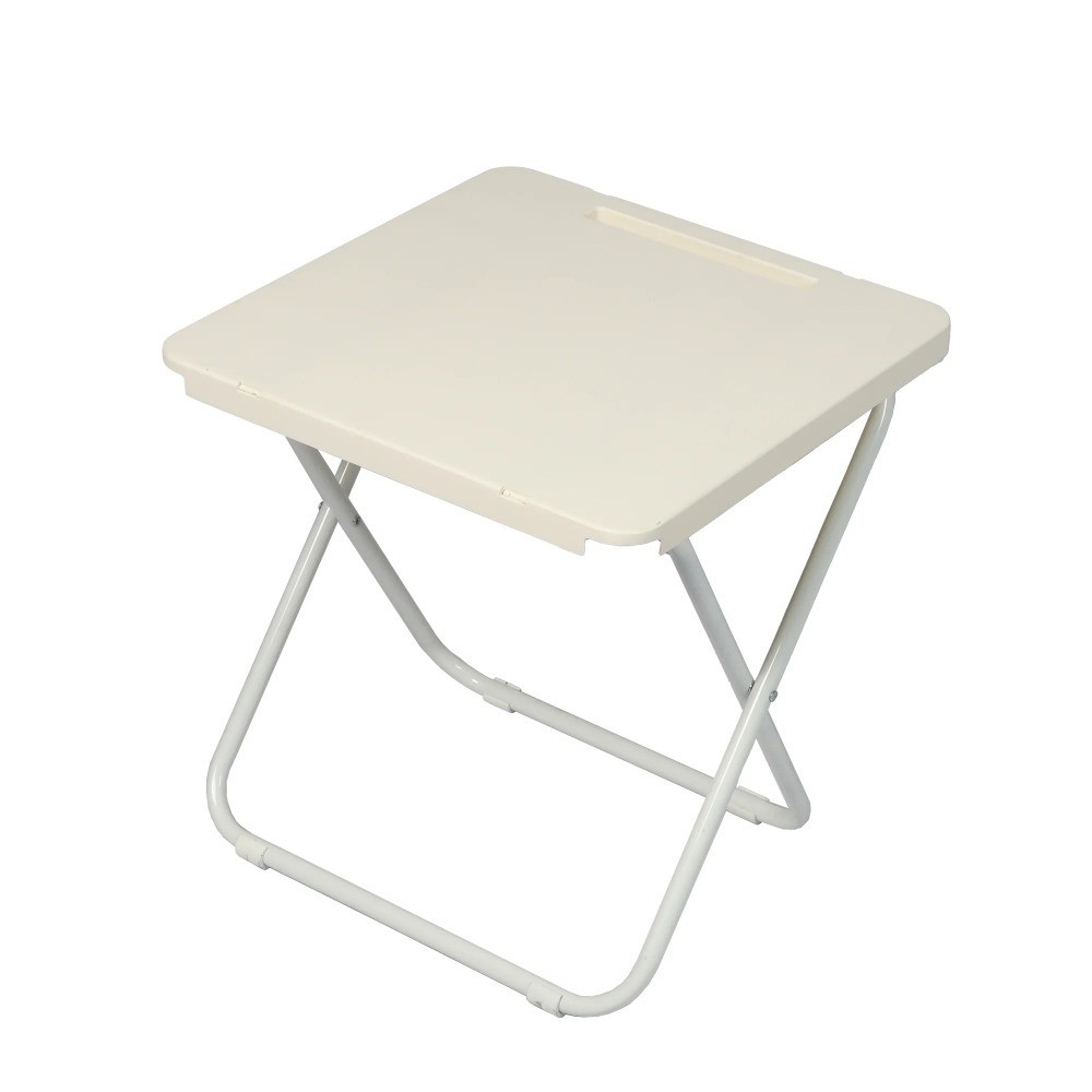 White Folding Beach Table with Hard Top Surface