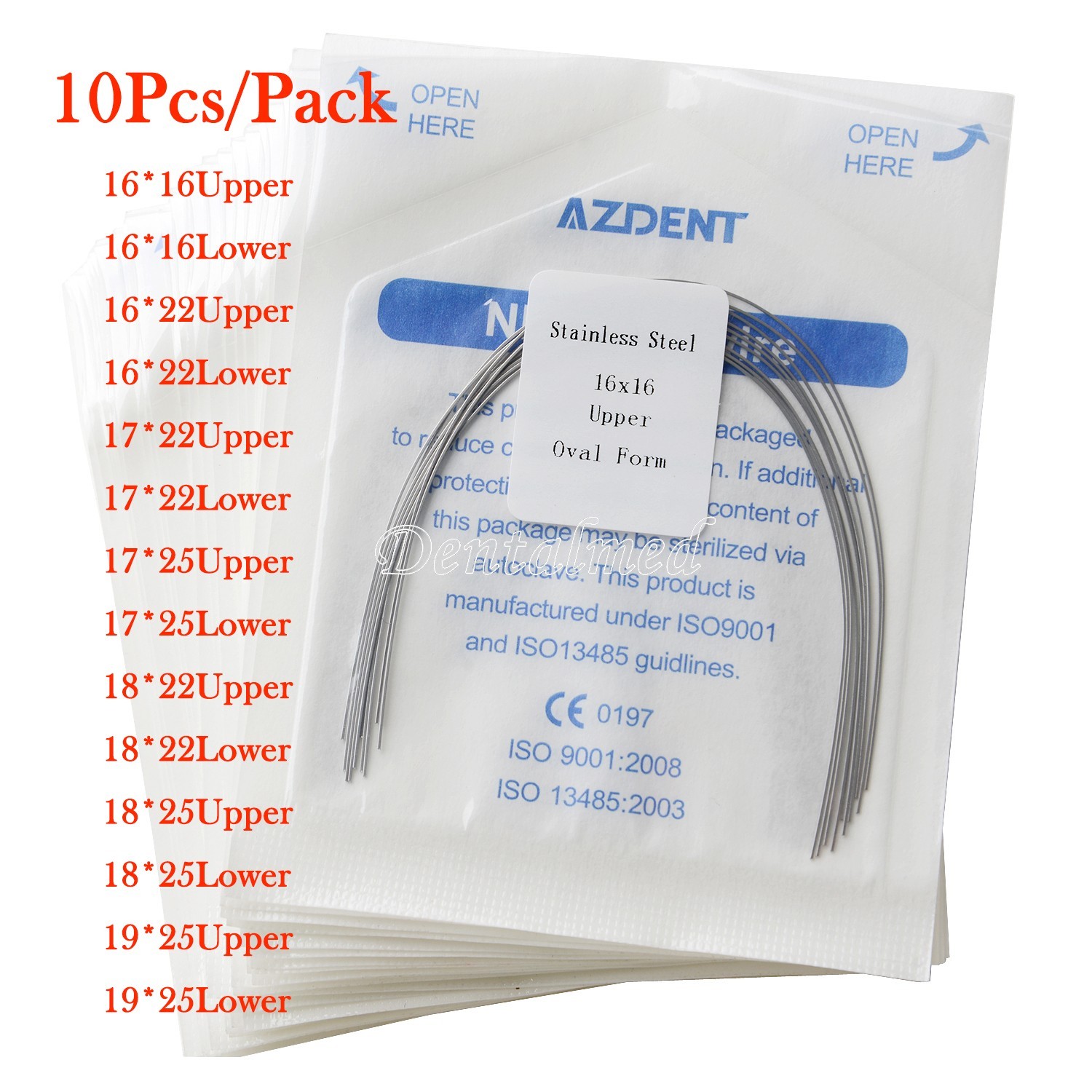 AZDENT Dental Orthodontic Stainless Steel Rectangular Arch Wires Ovoid Form