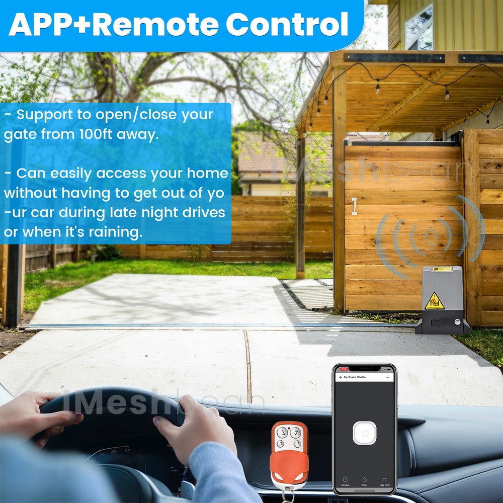 4400lbs Automatic Sliding Gate Opener Door Operator 6 Remotes+Keypad+APP Control