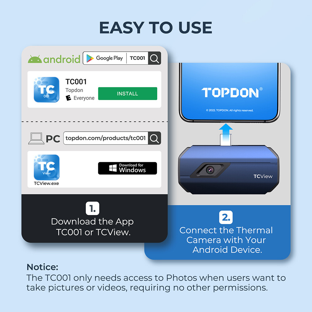 TOPDON TC001 IR Resolution 256*192 Pixels Thermal Camera for for Android Devices